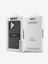 DKNY DKNY PU kožený zadný kryt s opakujúcim sa vzorom s tonálnym prúžkom pre iPhone 16 čierny
