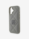 DKNY DKNY PU kožený prešívaný zadný kryt s logom Stack pre iPhone 16 sivý