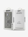 DKNY DKNY PU kožený prešívaný zadný kryt s logom Stack pre iPhone 16 sivý