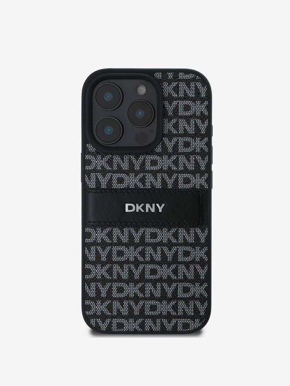 DKNY DKNY PU kožený zadný kryt s opakujúcim sa vzorom Tonal Stripe pre iPhone 16 Pro čierny