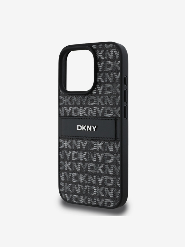 DKNY DKNY PU kožený zadný kryt s opakujúcim sa vzorom Tonal Stripe pre iPhone 16 Pro čierny