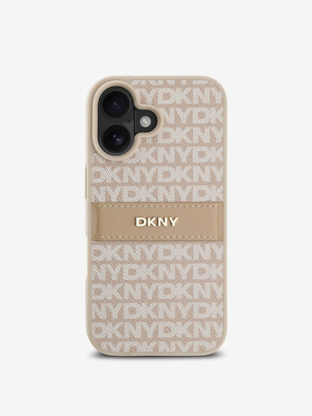 DKNY DKNY PU kožený zadný kryt s opakujúcim sa vzorom Tonal Stripe pre iPhone 16 Plus Pink