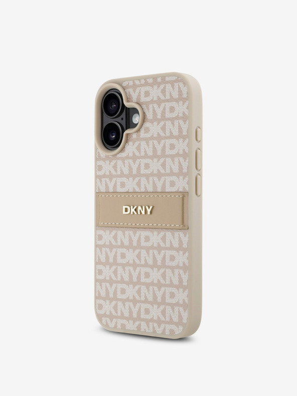 DKNY DKNY PU kožený zadný kryt s opakujúcim sa vzorom Tonal Stripe pre iPhone 16 Plus Pink