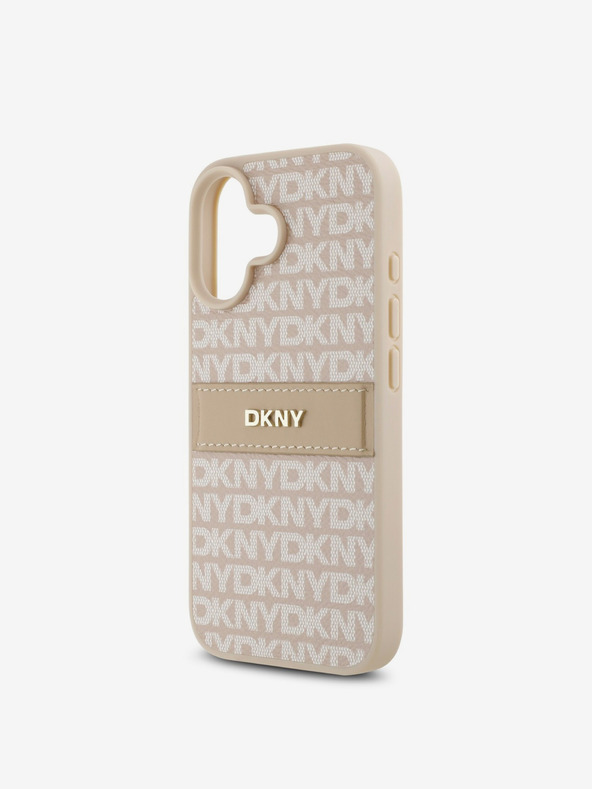 DKNY DKNY PU kožený zadný kryt s opakujúcim sa vzorom Tonal Stripe pre iPhone 16 Plus Pink