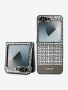DKNY DKNY PU kožený zadný kryt s opakujúcim sa vzorom a prúžkom v spodnej časti pre Samsung Galaxy Z Flip 6 hnedý