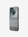 DKNY DKNY PU kožený zadný kryt s opakujúcim sa vzorom a prúžkom v spodnej časti pre Samsung Galaxy Z Flip 6 hnedý