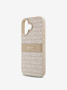 DKNY DKNY PU kožený zadný kryt s opakujúcim sa vzorom s tonálnymi prúžkami pre iPhone 16 ružový