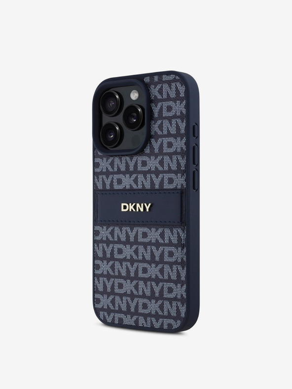 DKNY DKNY PU kožený zadný kryt Repeat Pattern Tonal Stripe pre iPhone 16 Pro Max Blue