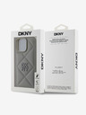 DKNY DKNY PU kožený prešívaný zadný kryt s logom Stack pre iPhone 16 Pro Grey