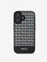 DKNY PU Leather Repeat Pattern Bottom Stripe MagSafe Zadní Kryt pro iPhone 16 Black Obal na telefón