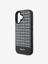 DKNY PU Leather Repeat Pattern Bottom Stripe MagSafe Zadní Kryt pro iPhone 16 Black Obal na telefón