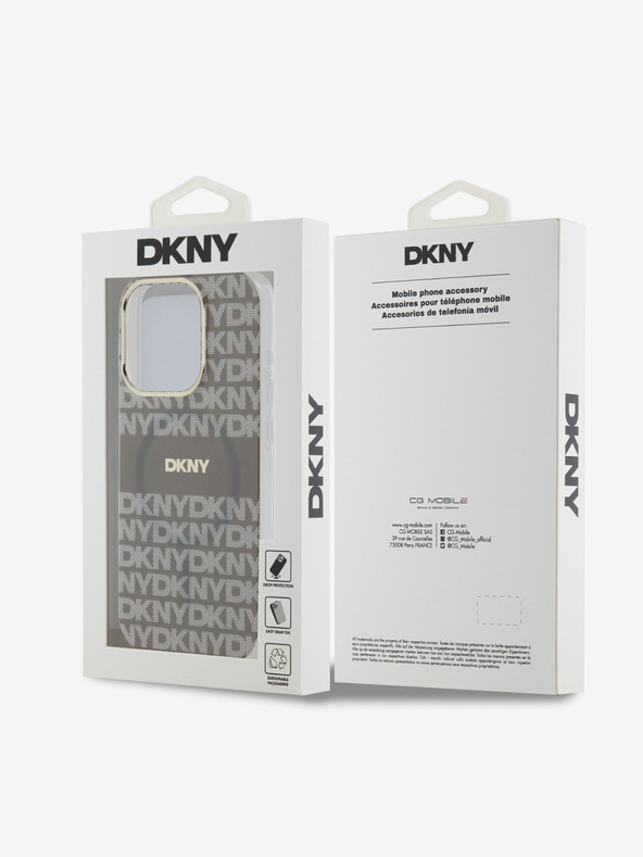 DKNY Zadný kryt PC/TPU Repeat Pattern Tonal Stripe Magsafe pre iPhone 14 Pro Max Beige DKNY