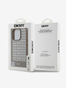 DKNY DKNY PU kožený zadný kryt MagSafe s opakovaným vzorom spodného pruhu pre iPhone 16 Pro Max hnedý