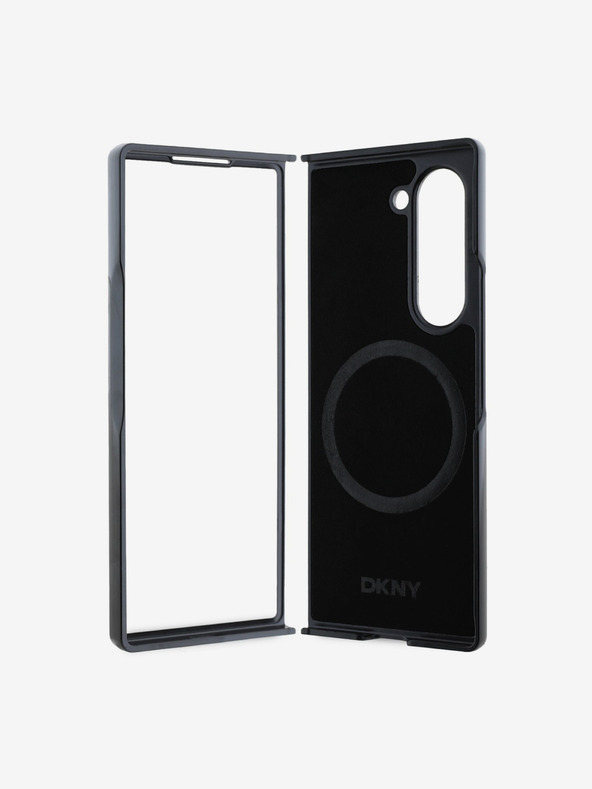 DKNY DKNY PU kožený zadný kryt s opakujúcim sa vzorom spodného pruhu MagSafe pre Samsung Galaxy Z Fold 6 hnedý