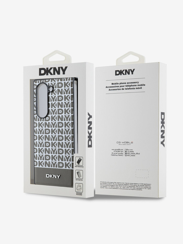 DKNY DKNY PU kožený zadný kryt s opakujúcim sa vzorom spodného pruhu MagSafe pre Samsung Galaxy Z Fold 6 hnedý