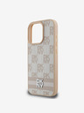 DKNY DKNY PU kožený zadný kryt s károvaným vzorom a pruhmi pre iPhone 16 Pro Max ružový