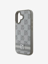 DKNY DKNY PU kožený zadný kryt s károvaným vzorom a pruhmi pre iPhone 16 béžový