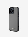 DKNY DKNY PU kožený strieborný zadný kryt s kovovým logom Magsafe pre iPhone 16 Pro Max Grey