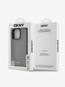 DKNY DKNY PU kožený strieborný zadný kryt s kovovým logom Magsafe pre iPhone 16 Pro Max Grey