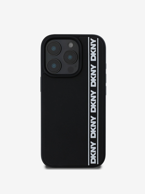 DKNY DKNY 3D gumový zadný kryt s opakujúcim sa logom v tvare línie pre iPhone 16 Pro Max čierny