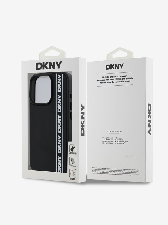 DKNY DKNY 3D gumový zadný kryt s opakujúcim sa logom v tvare línie pre iPhone 16 Pro Max čierny