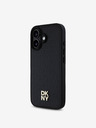 DKNY DKNY PU kožený zadný kryt Repeat Pattern Stack Logo MagSafe pre iPhone 16 Plus Black