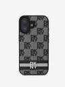 DKNY DKNY PU kožený zadný kryt s károvaným vzorom a pruhmi pre iPhone 16 čierny