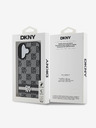 DKNY DKNY PU kožený zadný kryt s károvaným vzorom a pruhmi pre iPhone 16 čierny