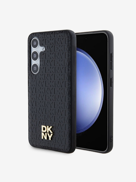 DKNY DKNY PU kožený zadný kryt s opakovaným vzorom a logom Magsafe pre Samsung Galaxy S24+ čierny