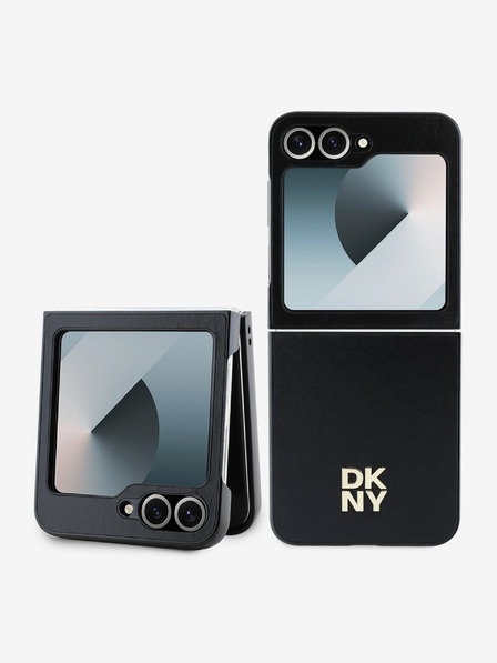 DKNY DKNY PU kožený zadný kryt s logom Stack pre Samsung Galaxy Z Flip 6 čierny