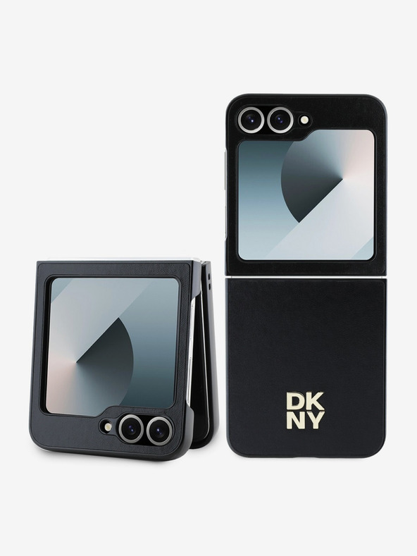 DKNY DKNY PU kožený zadný kryt s logom Stack pre Samsung Galaxy Z Flip 6 čierny