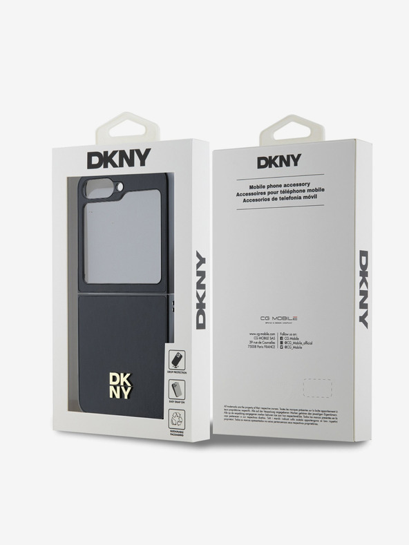 DKNY DKNY PU kožený zadný kryt s logom Stack pre Samsung Galaxy Z Flip 6 čierny