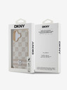 DKNY DKNY PU kožený zadný kryt so šachovnicovým vzorom a pruhmi pre iPhone 16 ružový