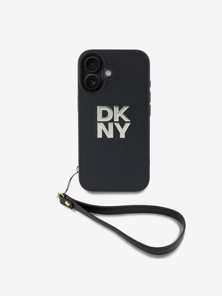 DKNY DKNY PU kožený zadný kryt s logom komína pre iPhone 16 čierny