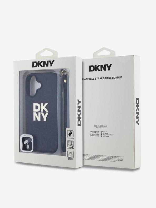DKNY DKNY PU kožený zadný kryt s logom komína pre iPhone 16 čierny