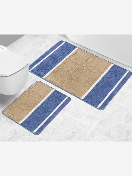 Bellatex Kúpeľňová a WC rohožka ornament modrá a béžová Bellatex