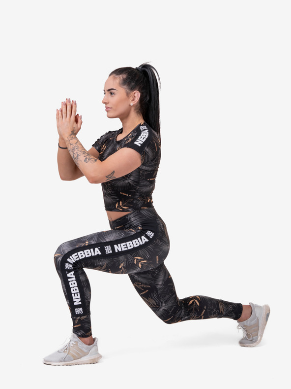 Nebbia Čierne dámske vzorované cropped tričko Nebbia