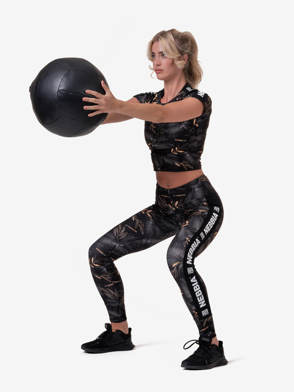 Nebbia Čierne dámske vzorované cropped tričko Nebbia