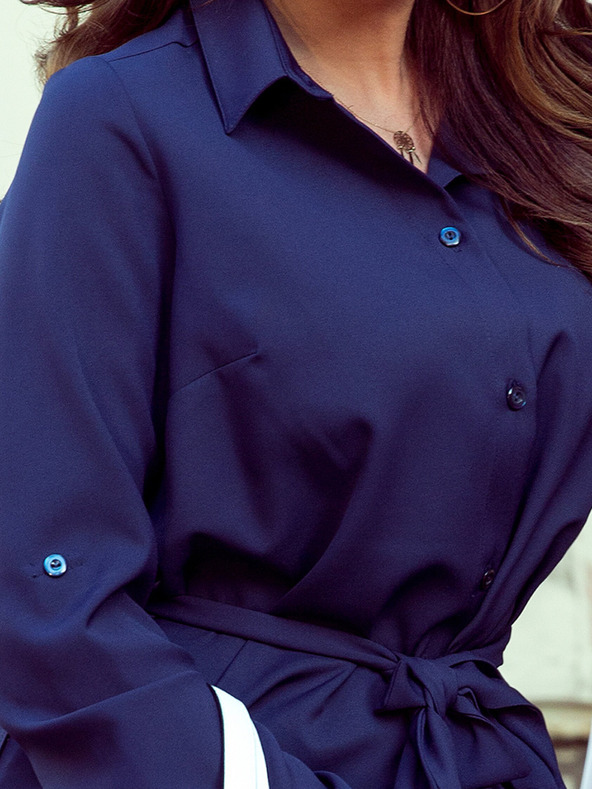 numoco Košeľové šaty s gombíkmi - tmavomodré Numoco