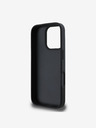 DKNY DKNY PU kožený zadný kryt so šachovnicovým vzorom a pruhmi pre iPhone 16 Pro Max čierny