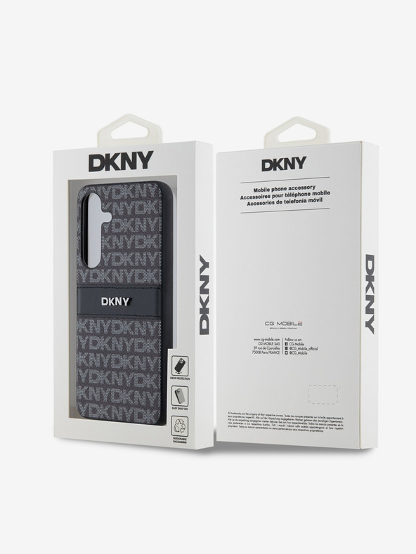 DKNY Zadný kryt z PC/TPU s opakovaným vzorom s tónovým prúžkom pre Samsung S24 Black DKNY