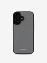 DKNY PU Leather Silver Metal Logo Magsafe iPhone 16 Grey Obal na telefón