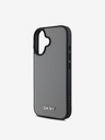DKNY PU Leather Silver Metal Logo Magsafe iPhone 16 Grey Obal na telefón