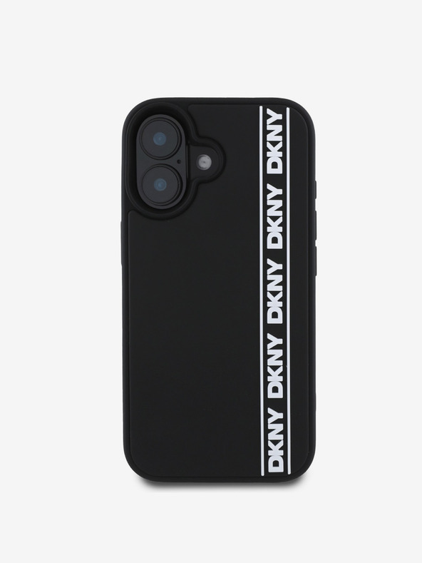 DKNY DKNY 3D gumový zadný kryt s opakujúcim sa logom Line pre iPhone 16 čierny