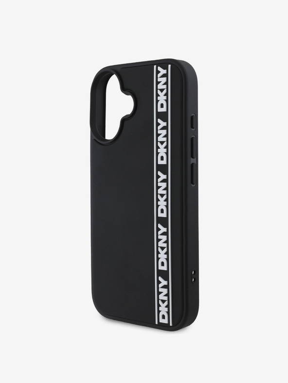 DKNY DKNY 3D gumový zadný kryt s opakujúcim sa logom Line pre iPhone 16 čierny