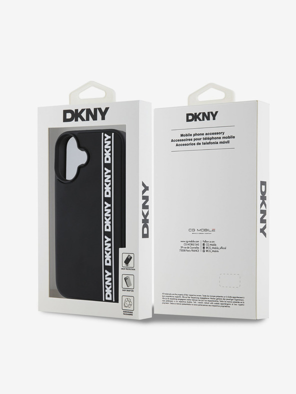DKNY DKNY 3D gumový zadný kryt s opakujúcim sa logom Line pre iPhone 16 čierny
