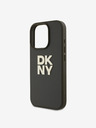 DKNY PU Leather Stack Logo Wrist Strap iPhone 16 Pro Green Obal na telefón