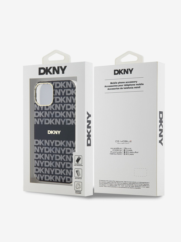 DKNY Zadný kryt PC/TPU Repeat Pattern Tonal Stripe Magsafe pre iPhone 15 Black DKNY