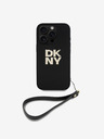 DKNY DKNY PU kožený zadný kryt s logom zápästného remienka pre iPhone 16 Pro čierny