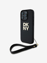 DKNY DKNY PU kožený zadný kryt s logom zápästného remienka pre iPhone 16 Pro čierny
